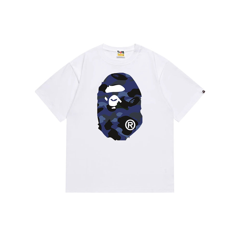 BAPE Ape Shark Graphic Print Loose Unisex Heavyweight Cotton T-Shirt