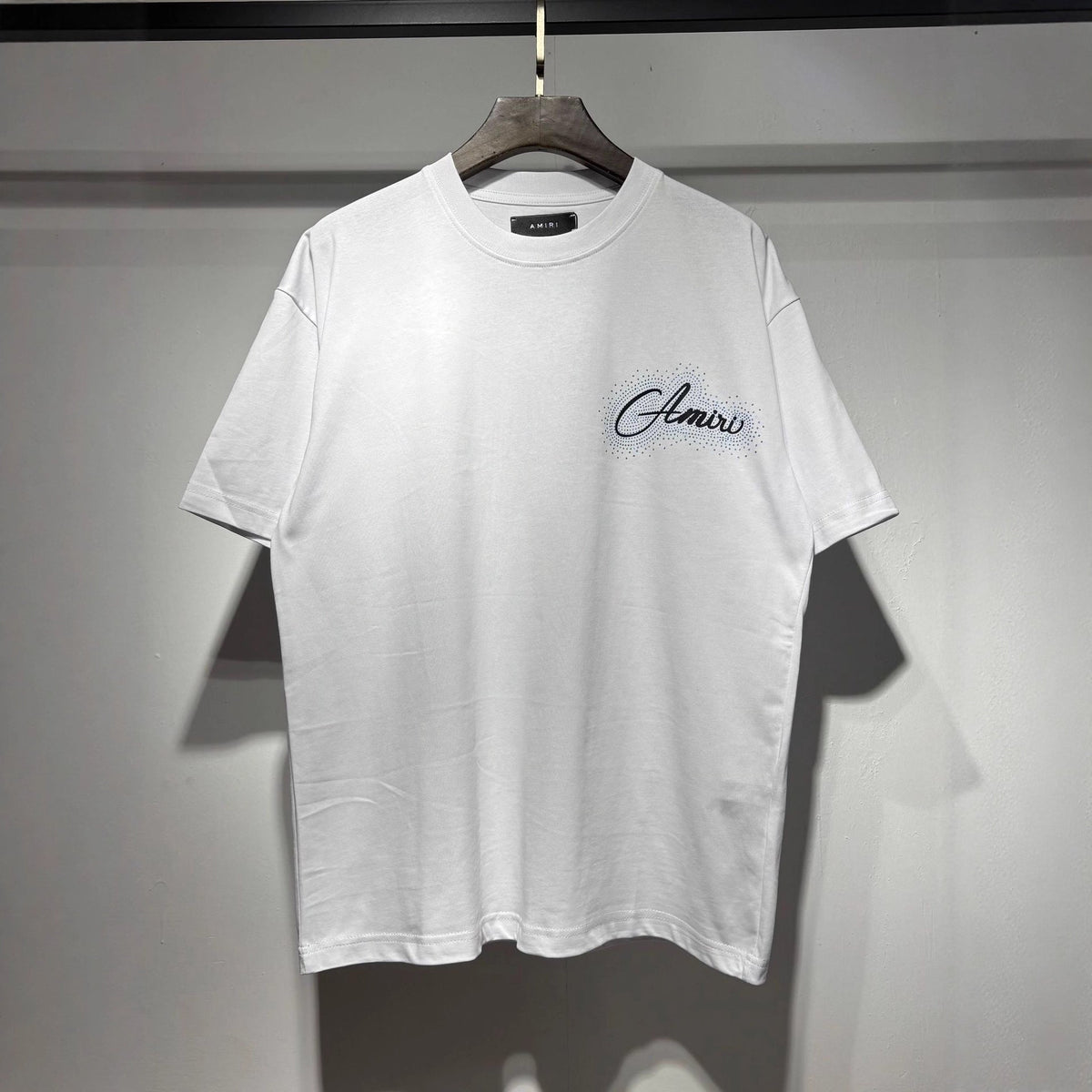 Amiri Classic Rhinestone Letter Print Crew Neck T Shirt Unisex