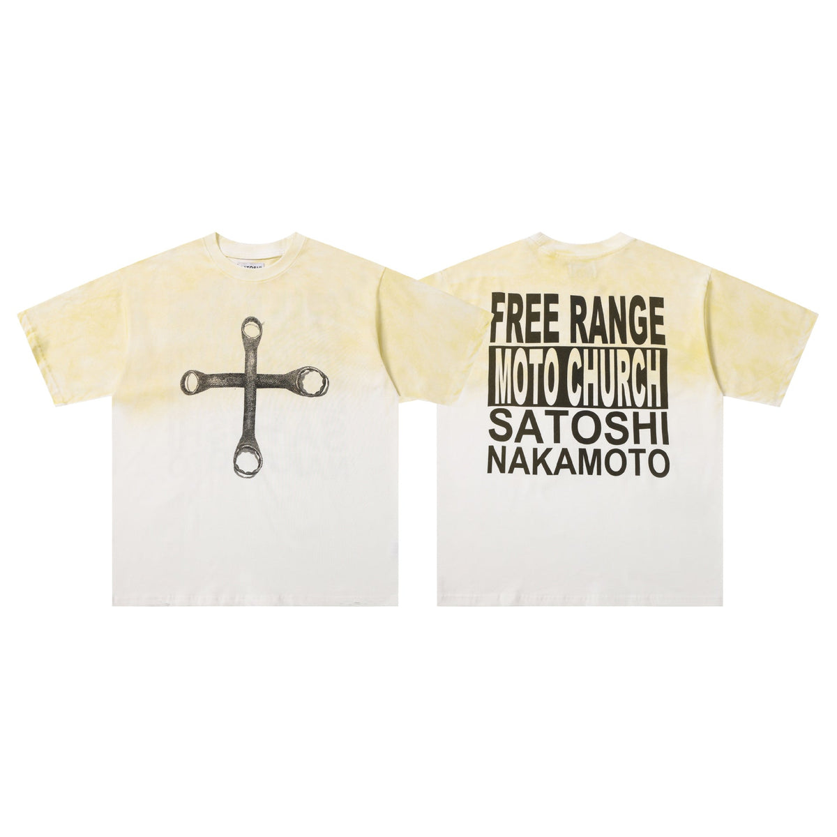 Satoshi Nakamoto Letter Graphic Washed Crew Neck Short Sleeve T-Shirt