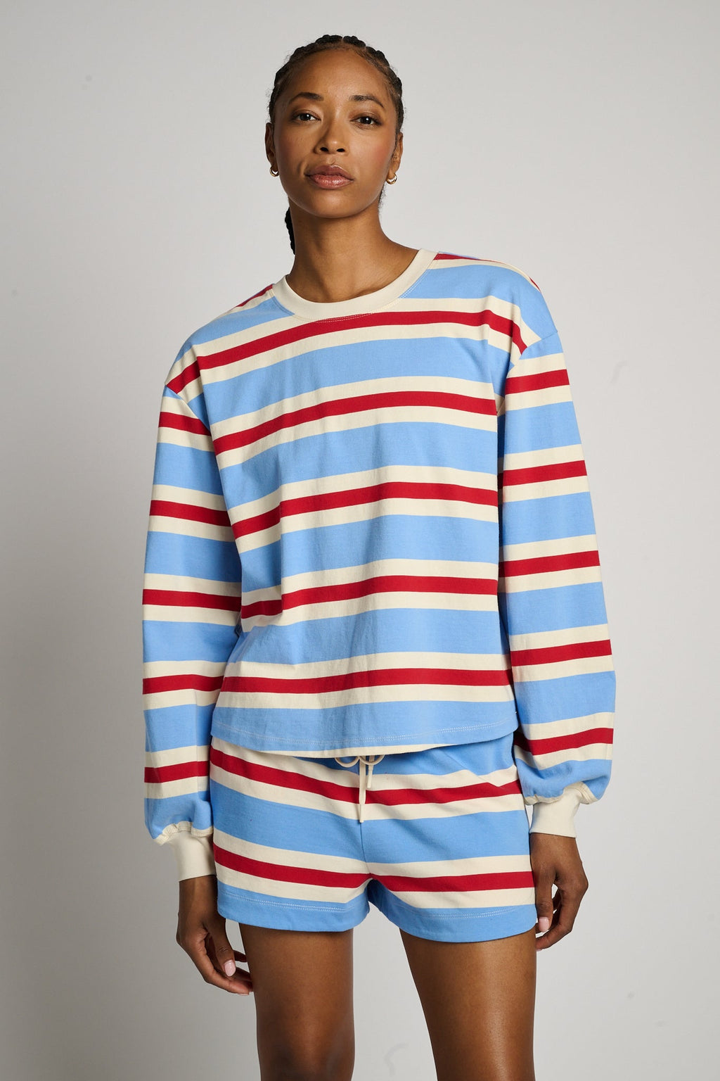 Striped Cotton Jersey Short Long Sleeve