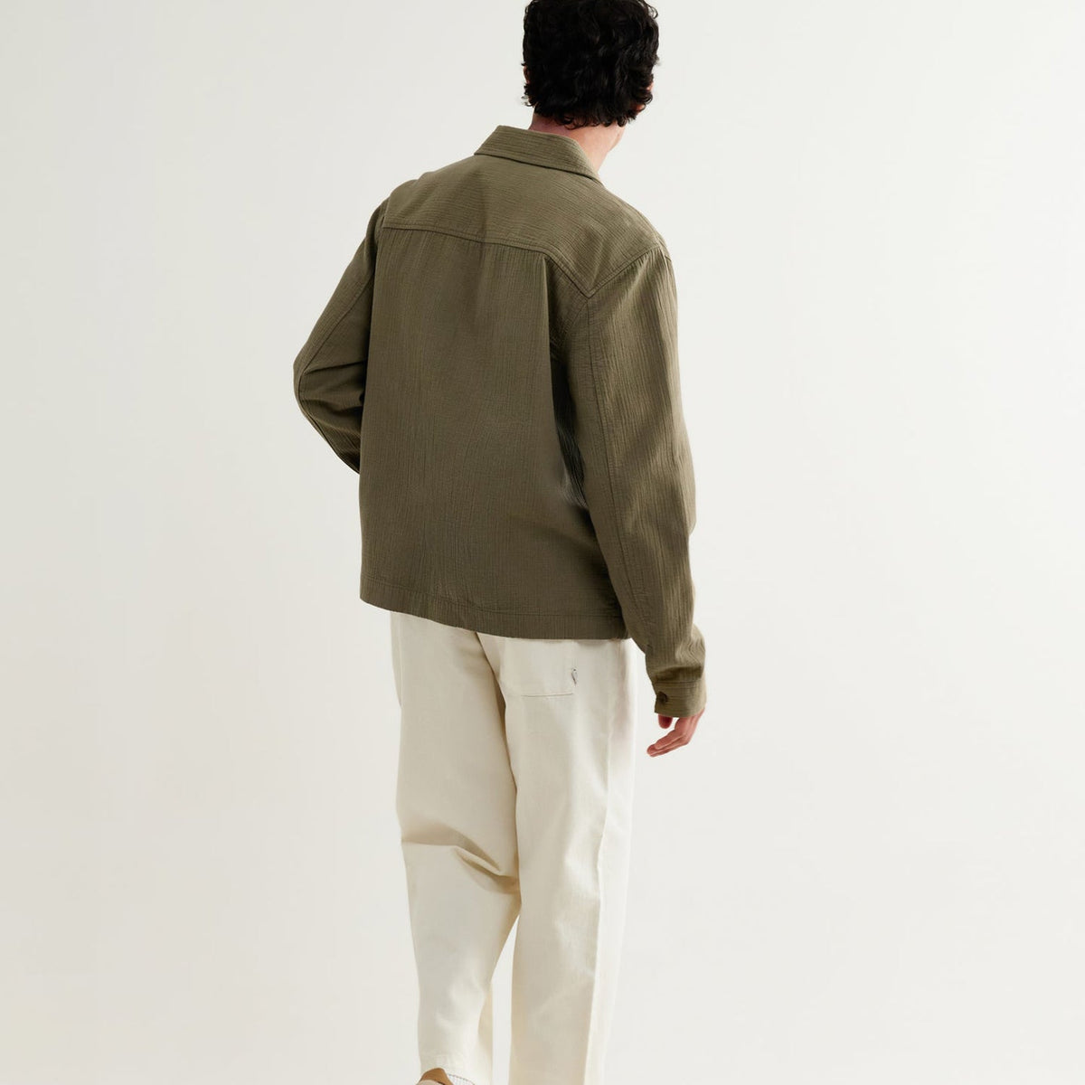Wax London Eldon Jacket Cotton Linen Crinkle: Khaki