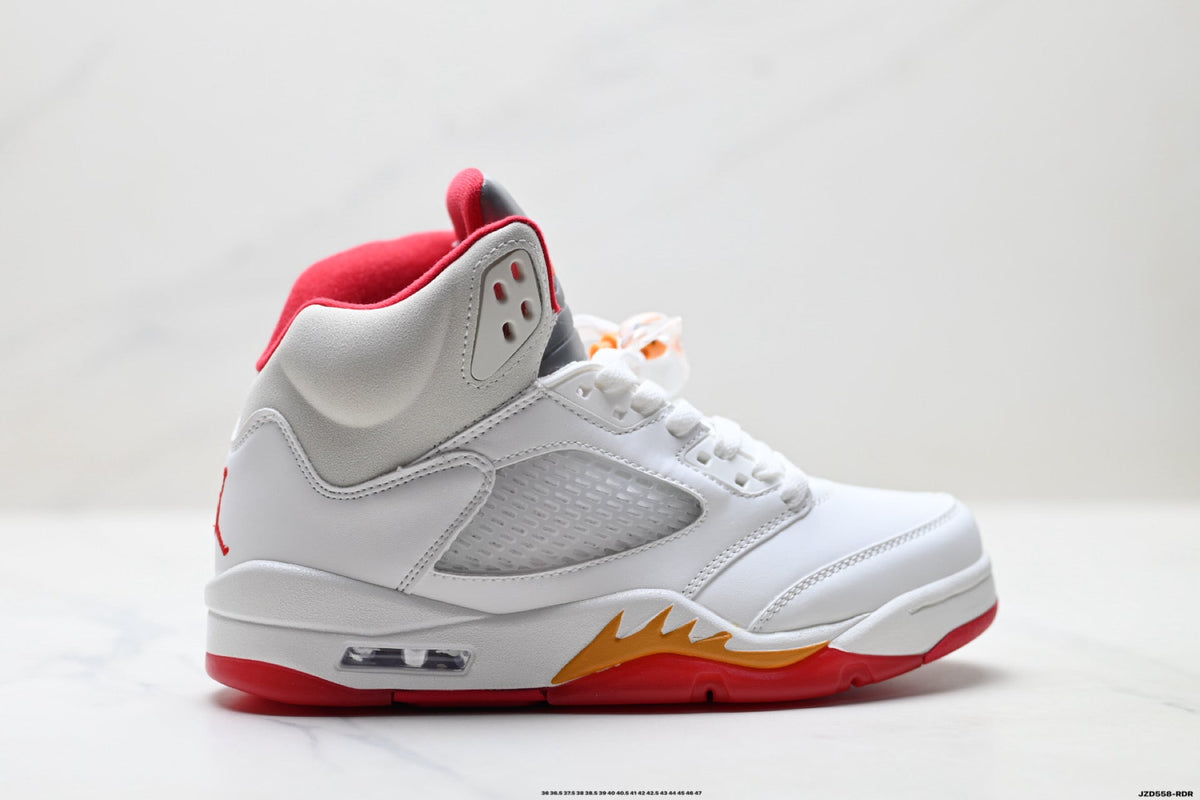 Air Jordan 5 Retro White Orange Red Sneakers