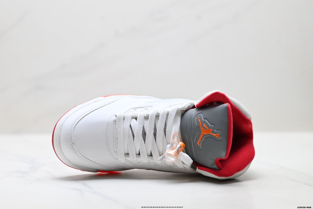Air Jordan 5 Retro White Orange Red Sneakers