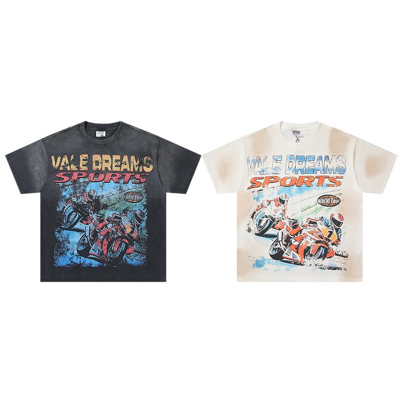 VALE USA Motorcycle Graphic Washed T-Shirt
