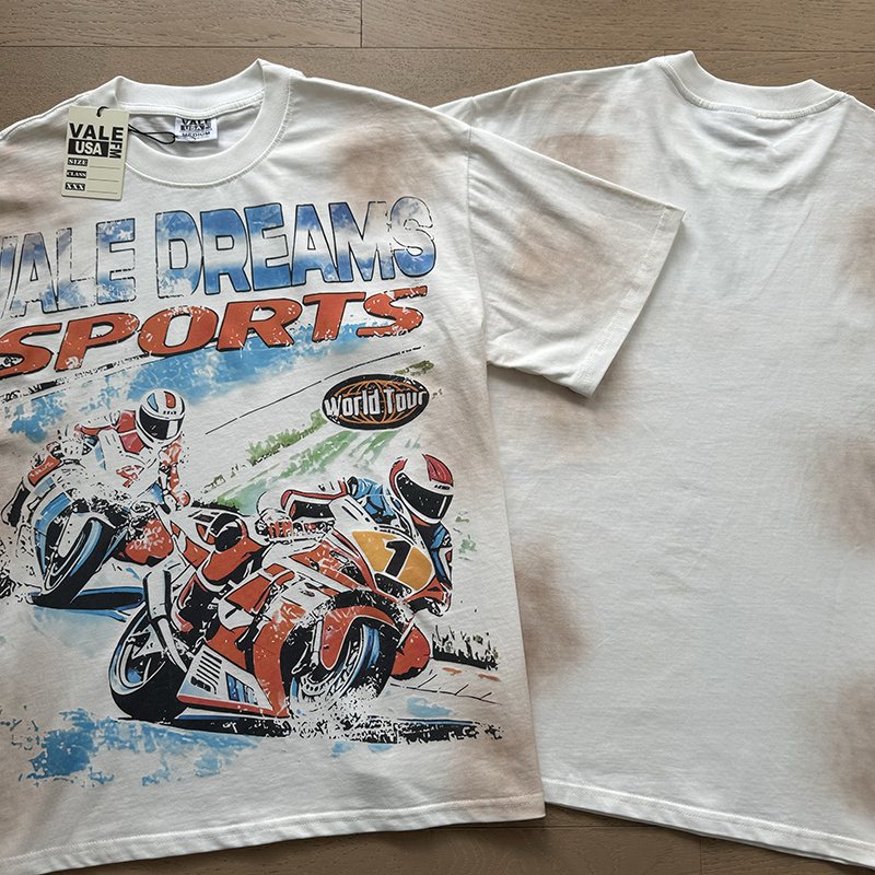 VALE USA Motorcycle Graphic Washed T-Shirt