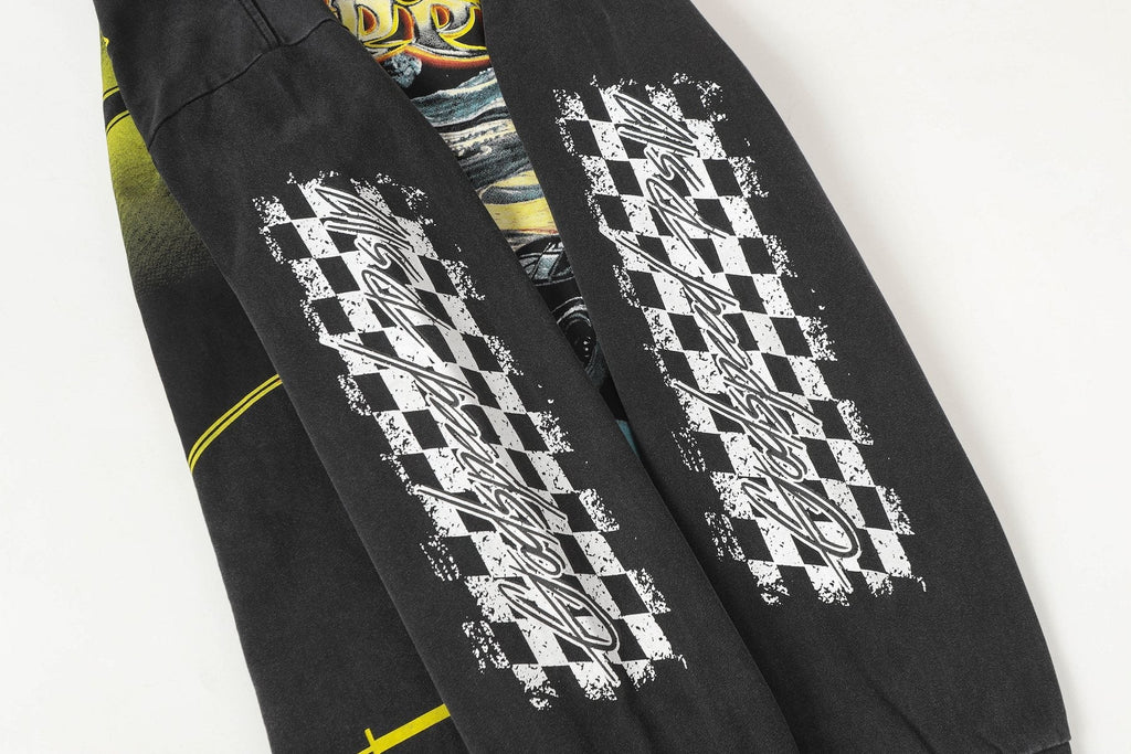 Godspeed Washed Black Racing Skull Long-Sleeve T-Shirt