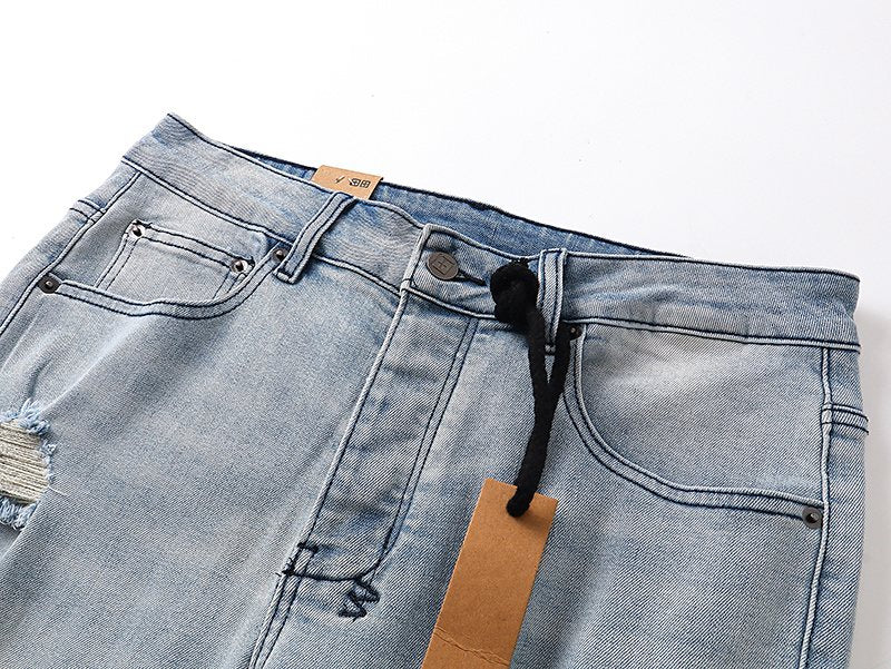 Ksubi Distressed Light Wash Slim Tapered Jeans