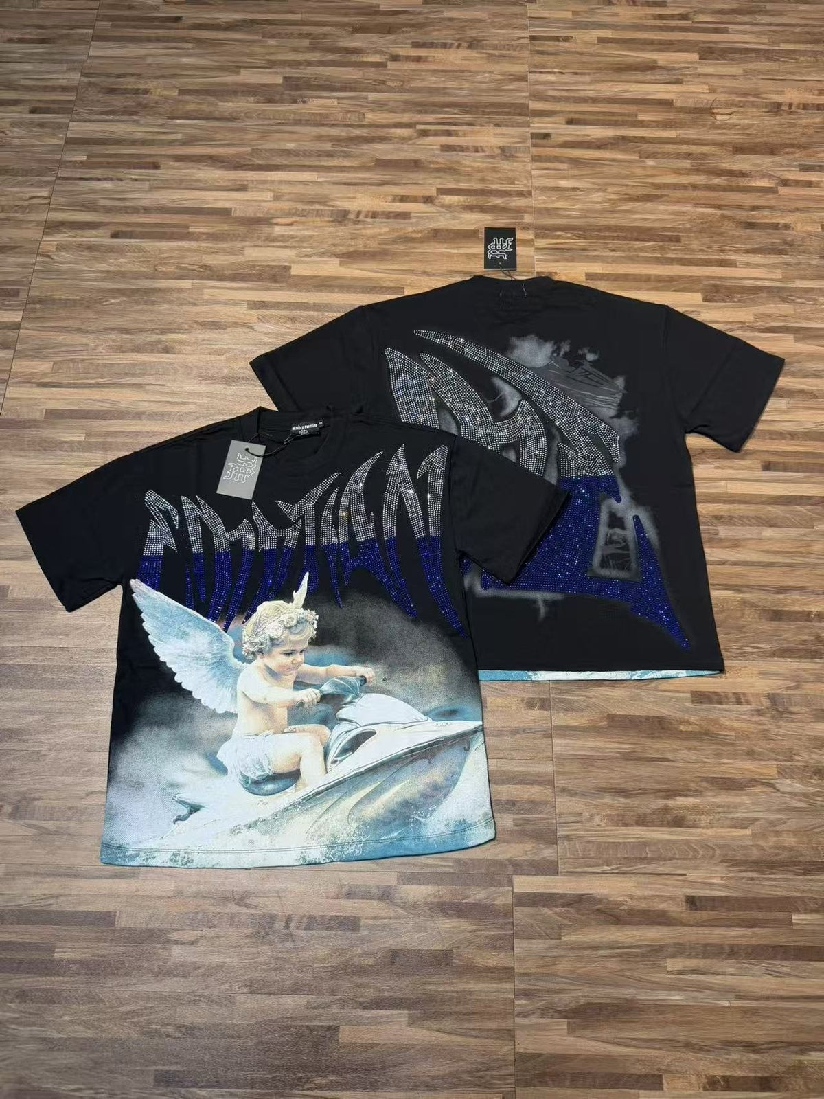 MIXED EMOTION Rhinestone Graphic T-Shirt