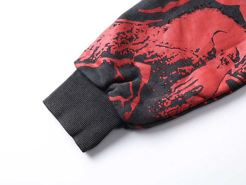 MIXED EMOTION Red Graphic Zip Hoodie