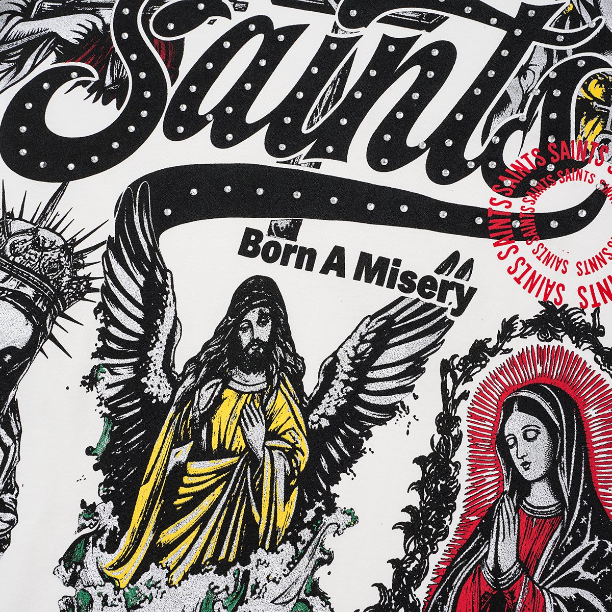 SAINT Rhinestone Religious Graphic T-Shirt