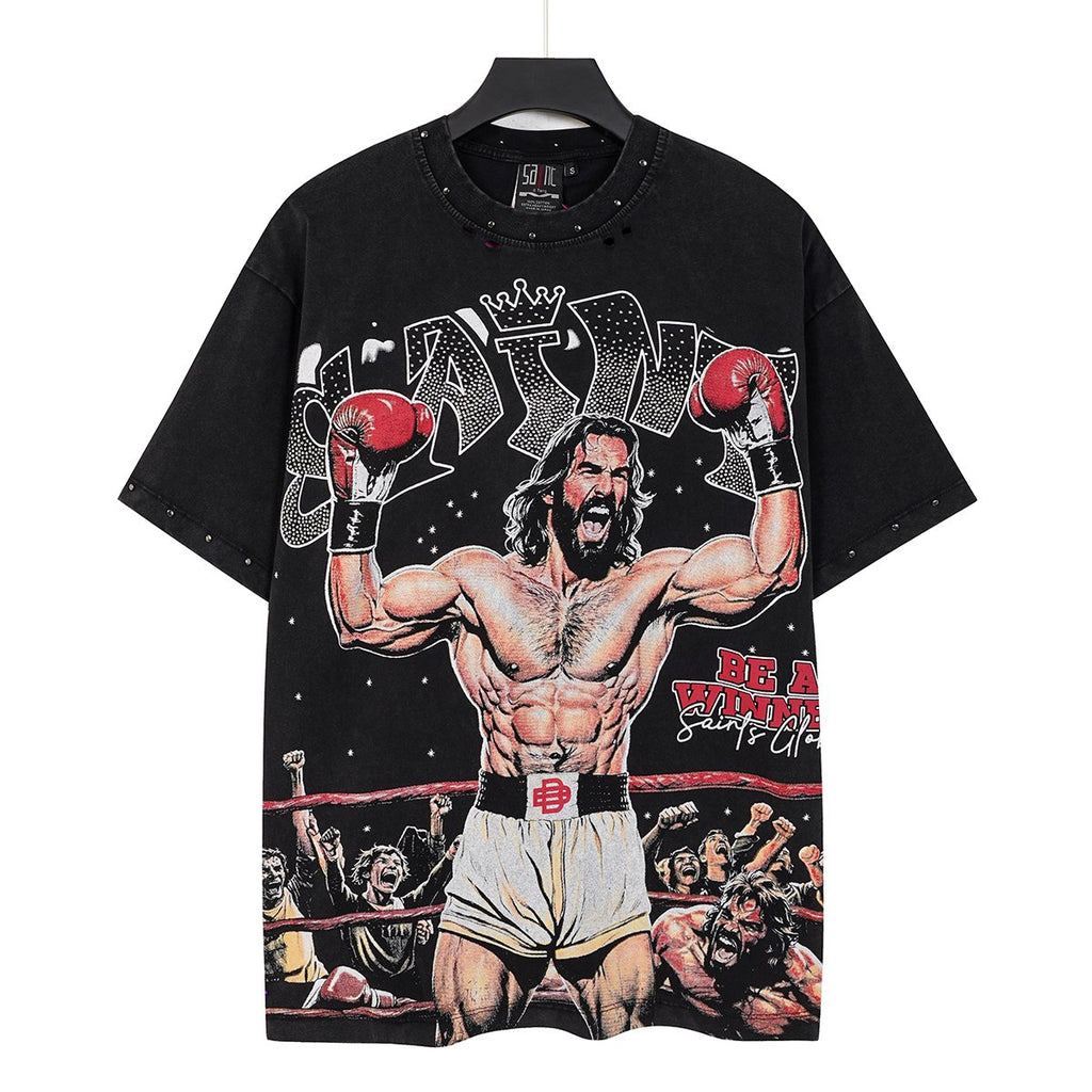 SAINT Boxing Graphic Washed T-Shirt