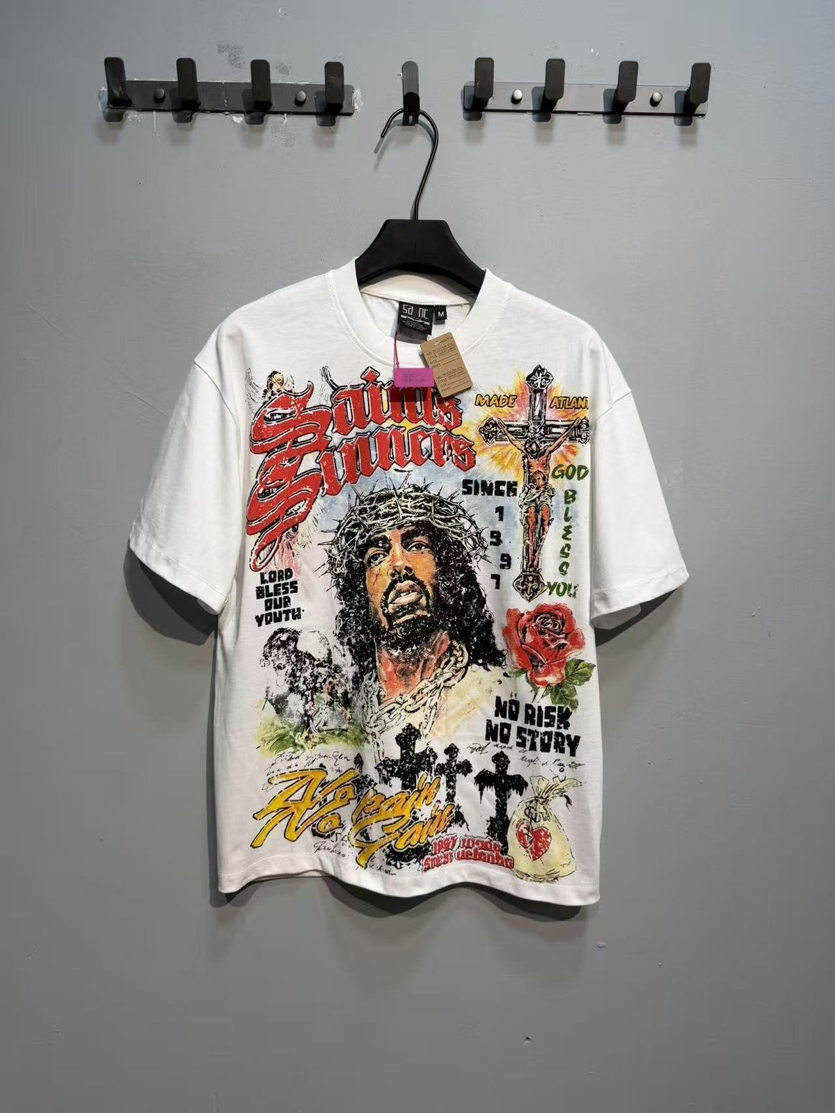 SAINT Religious-Inspired Graphic Short-Sleeve T-Shirt