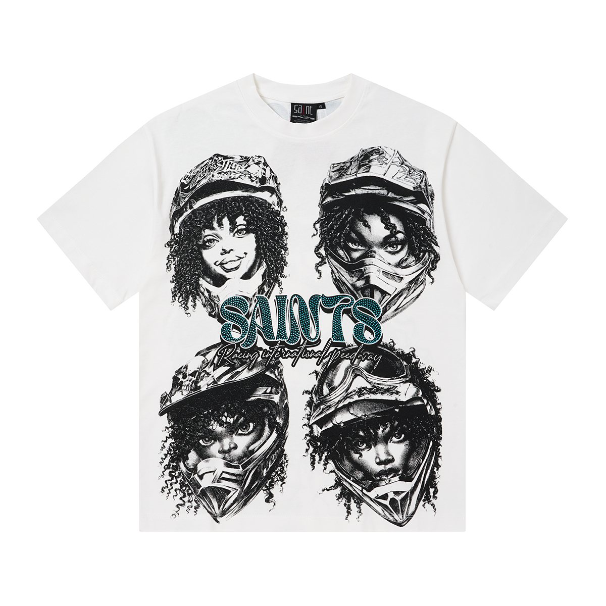 SAINT Racing Portrait Rhinestone Short-Sleeve T-Shirt
