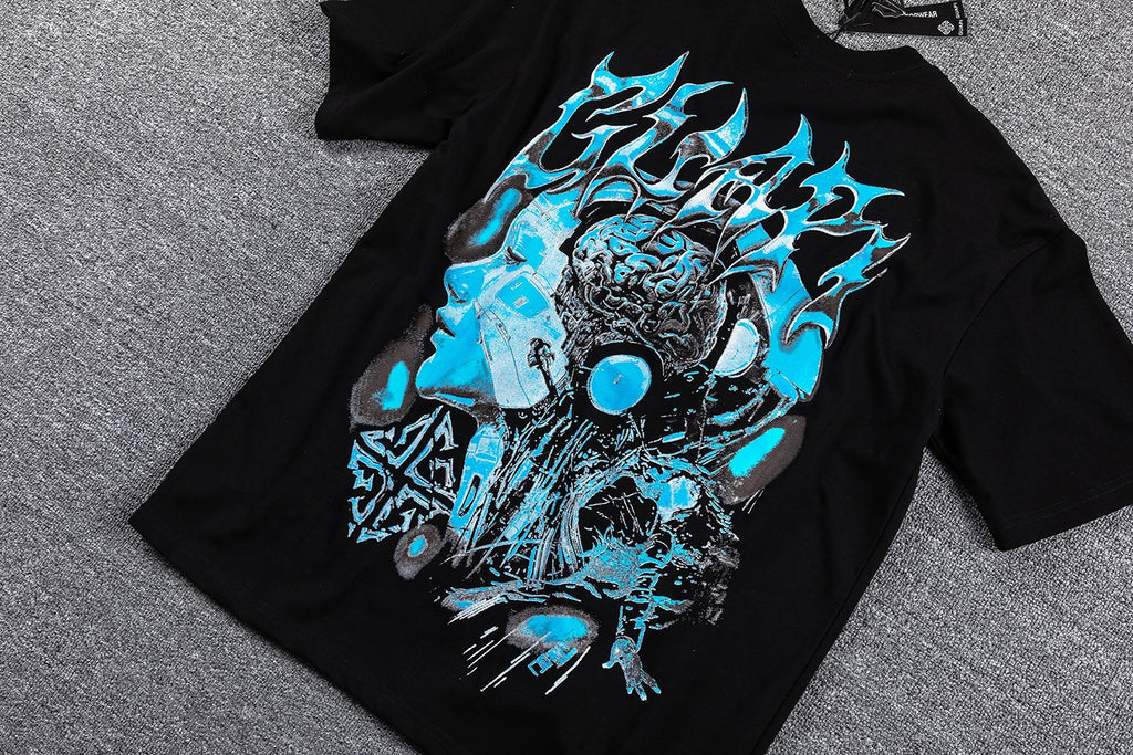 GUAPI Blue Graphic Short-Sleeve T-Shirt