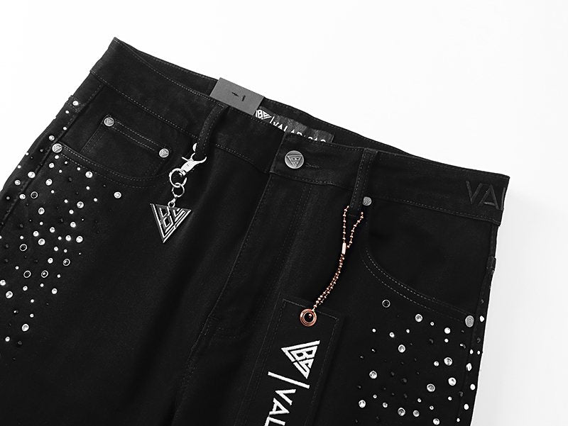 VALABASAS Rhinestone Embellished Black Flared Jeans