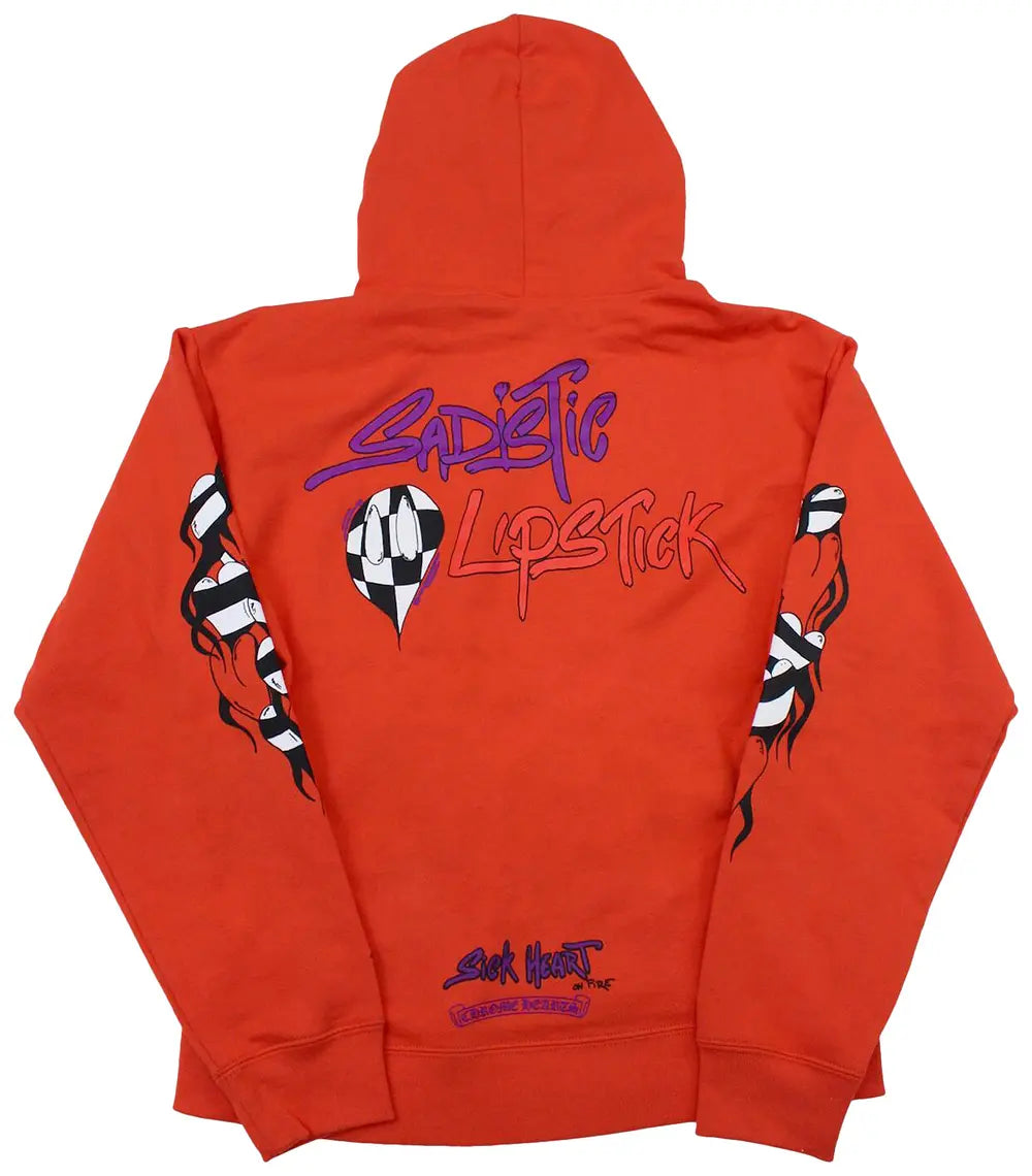 Chrome Hearts Matty Boy Sadistic Lipstick Hoodie Red Orange