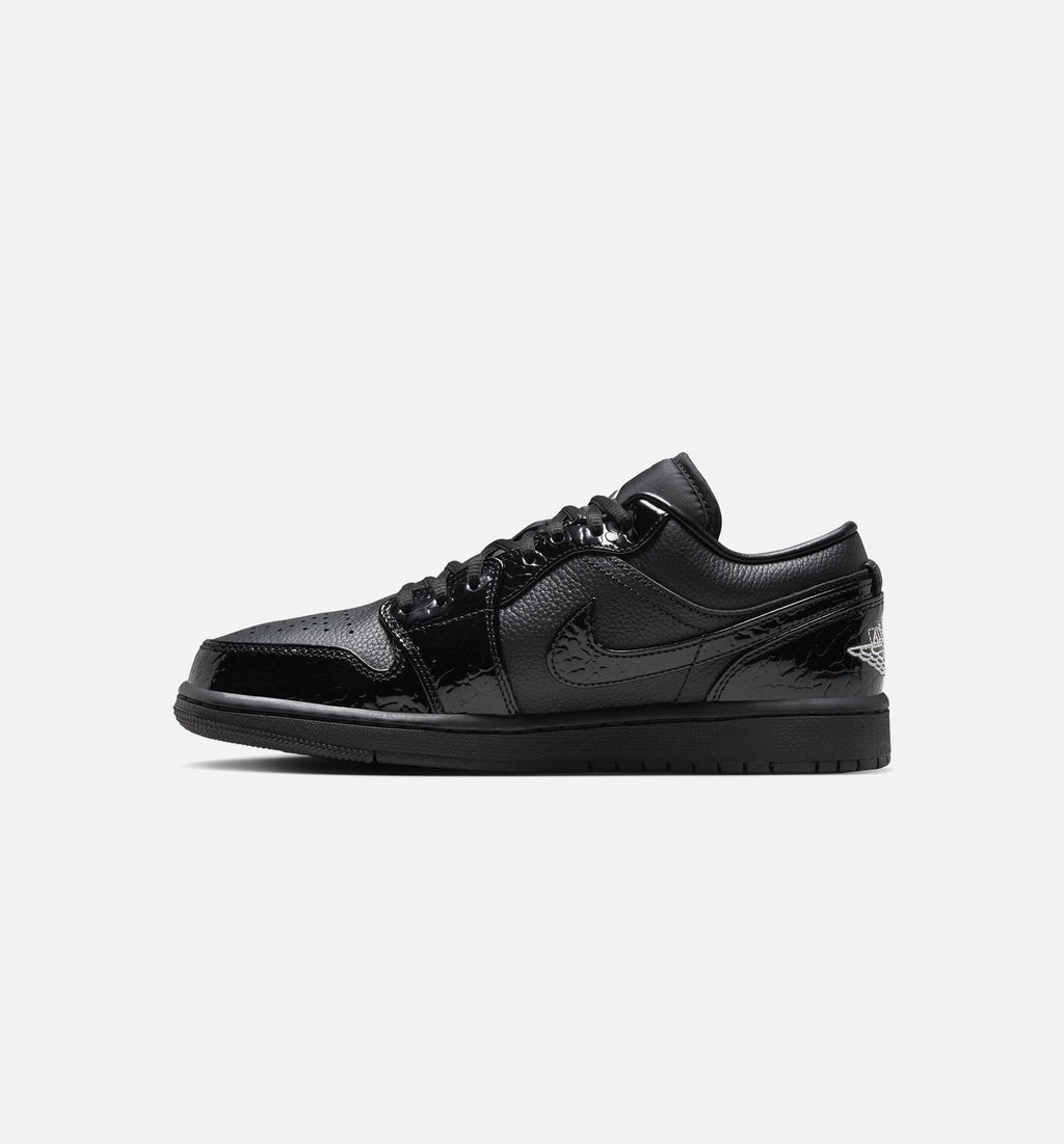 Air Jordan 1 Low 'Patent Elephant' Women's Shoes - Black / White / Metallic Silver