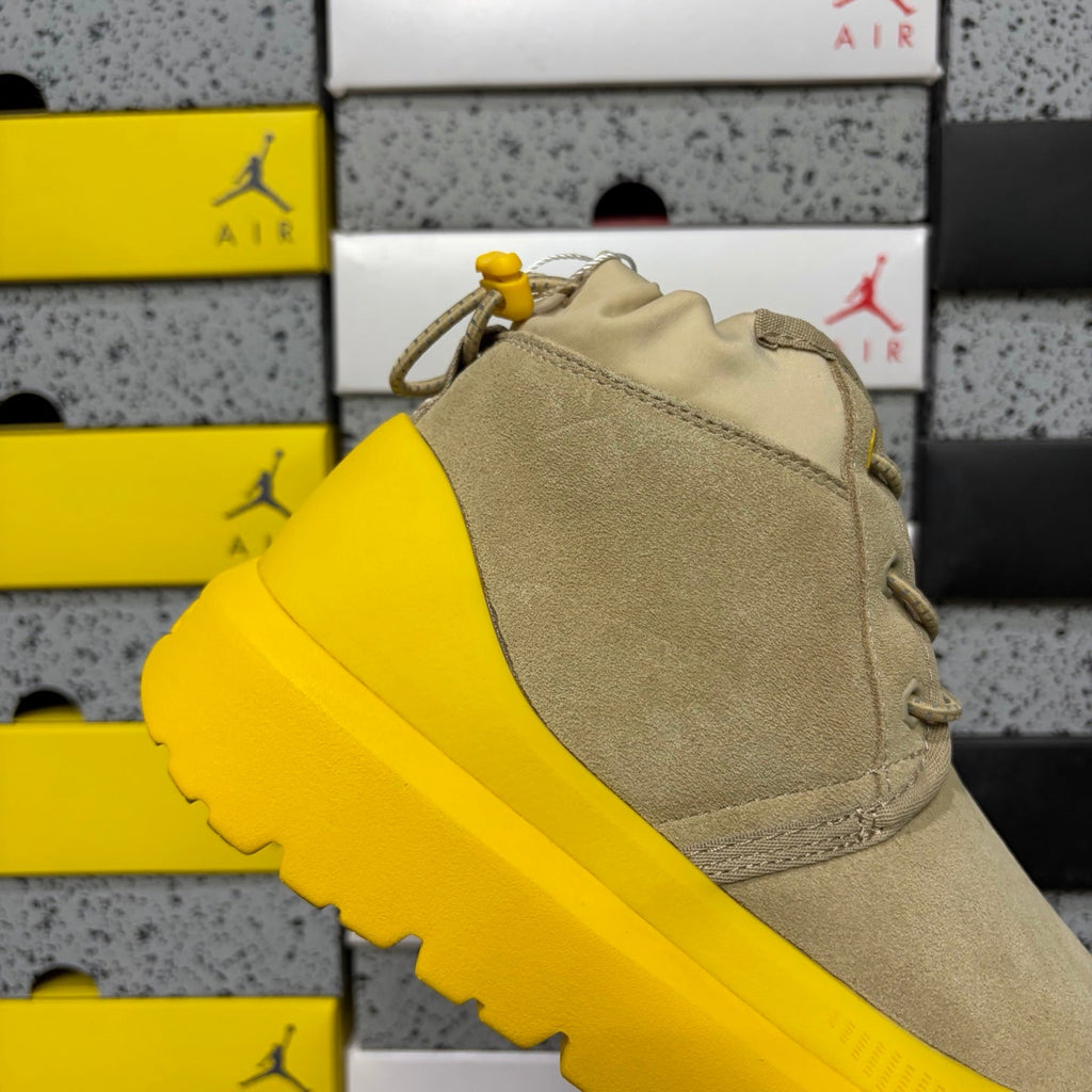 UGG Lace-Up Hiker Chukka Boot – Suede Boot with Yellow Lug Sole & Textured Midsole in Sand