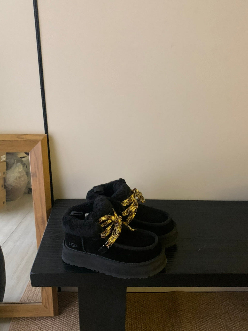 UGG Fluff Lace-Up Ankle Boots