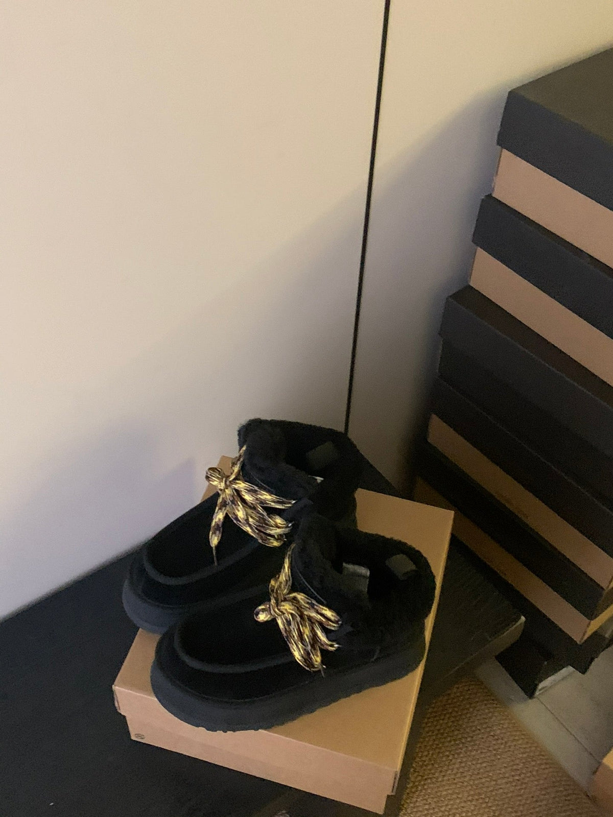 UGG Fluff Lace-Up Ankle Boots