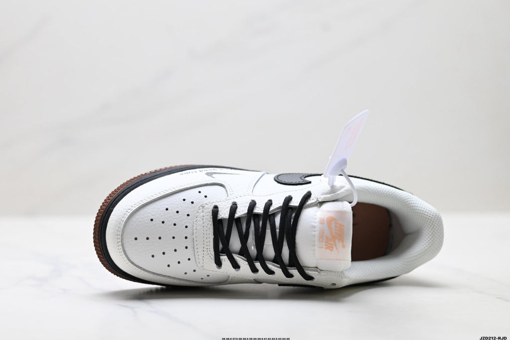 Nike Air Force 1 Low White Black Gum Text Unisex Sneakers Style 16