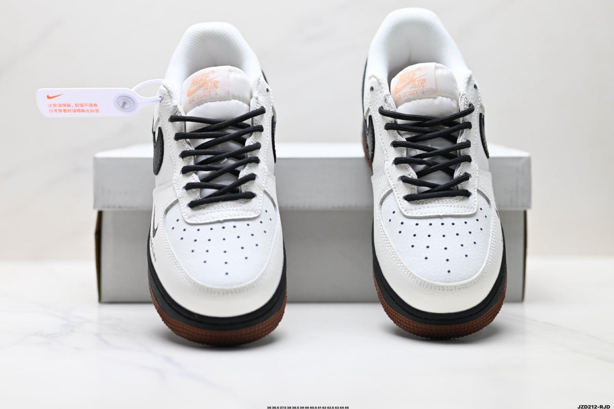 Nike Air Force 1 Low White Black Gum Text Unisex Sneakers Style 16