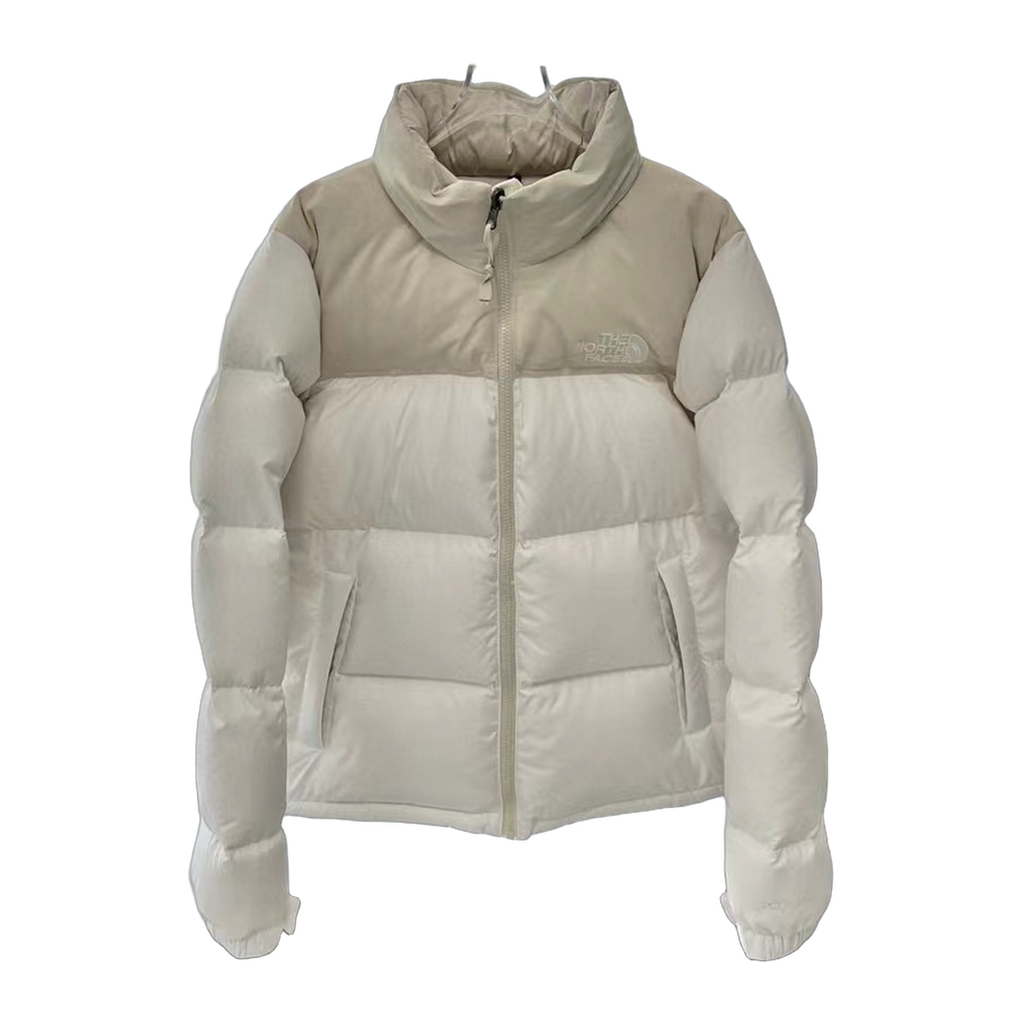 The North Face Cropped Stand-Collar Puffer Jacket – Cream