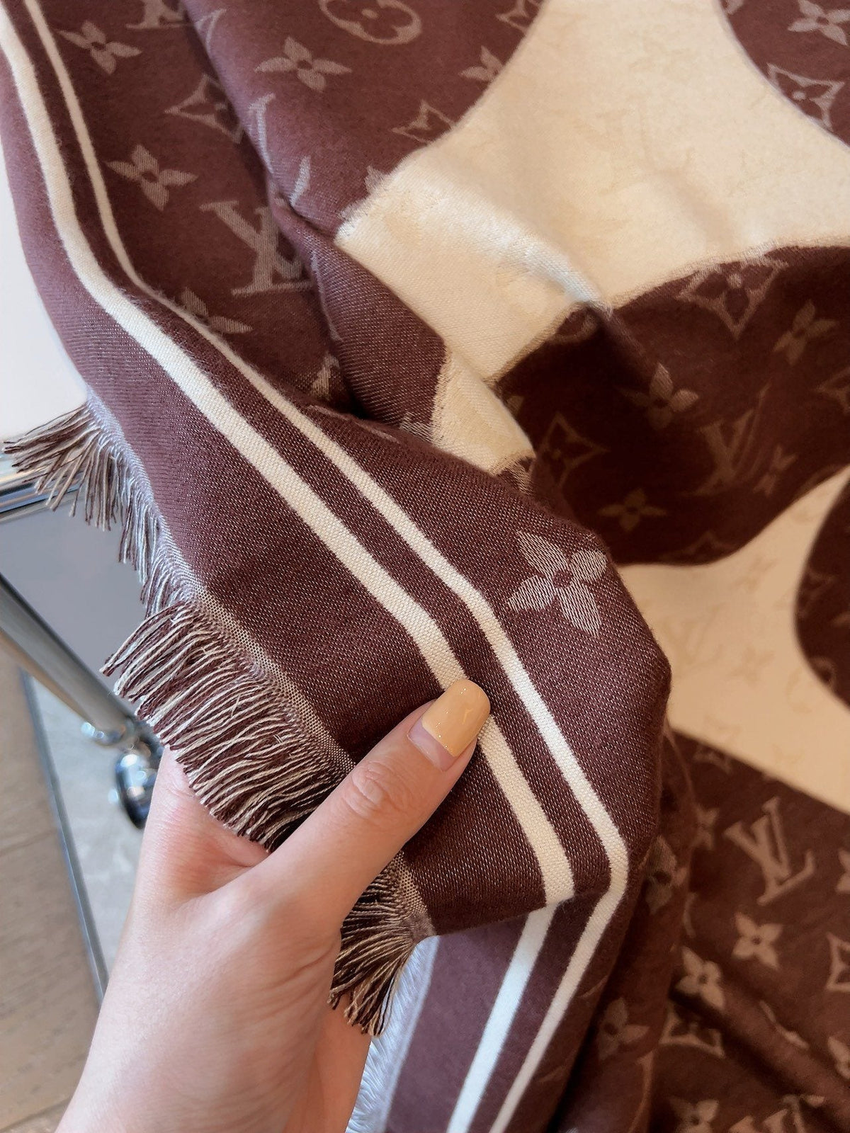 Louis Vuitton Brown & Cream Monogram Square Scarf