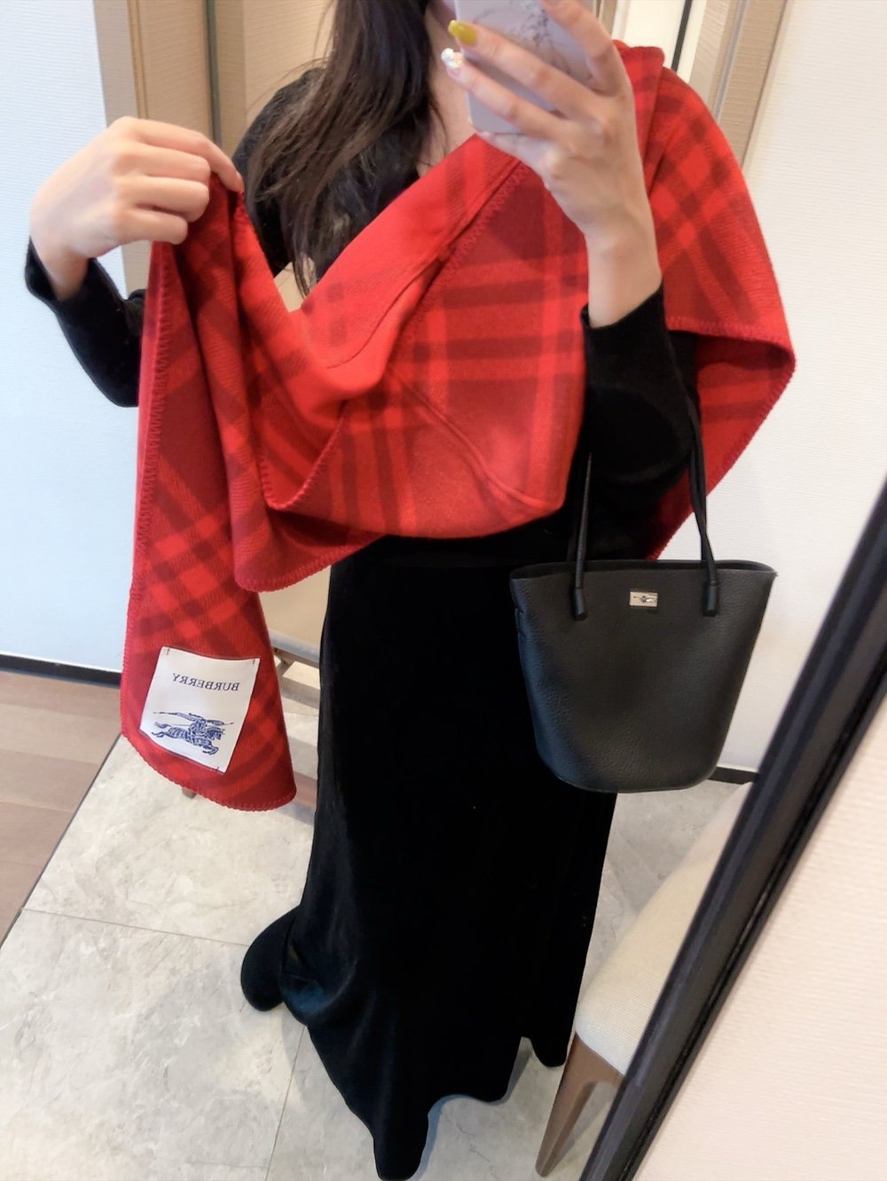 Burberry Red Check Hooded Scarf Shawl