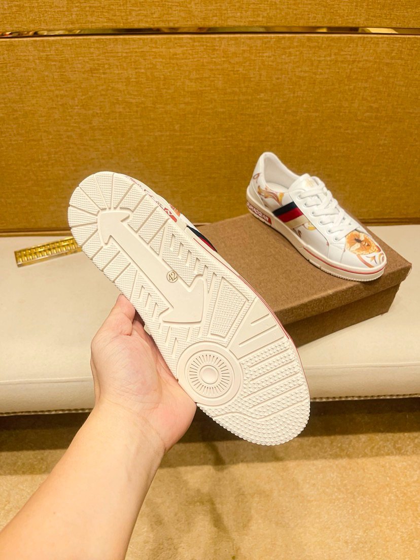Gucci Men’s White Multicolor Graphic Low-Top Sneakers