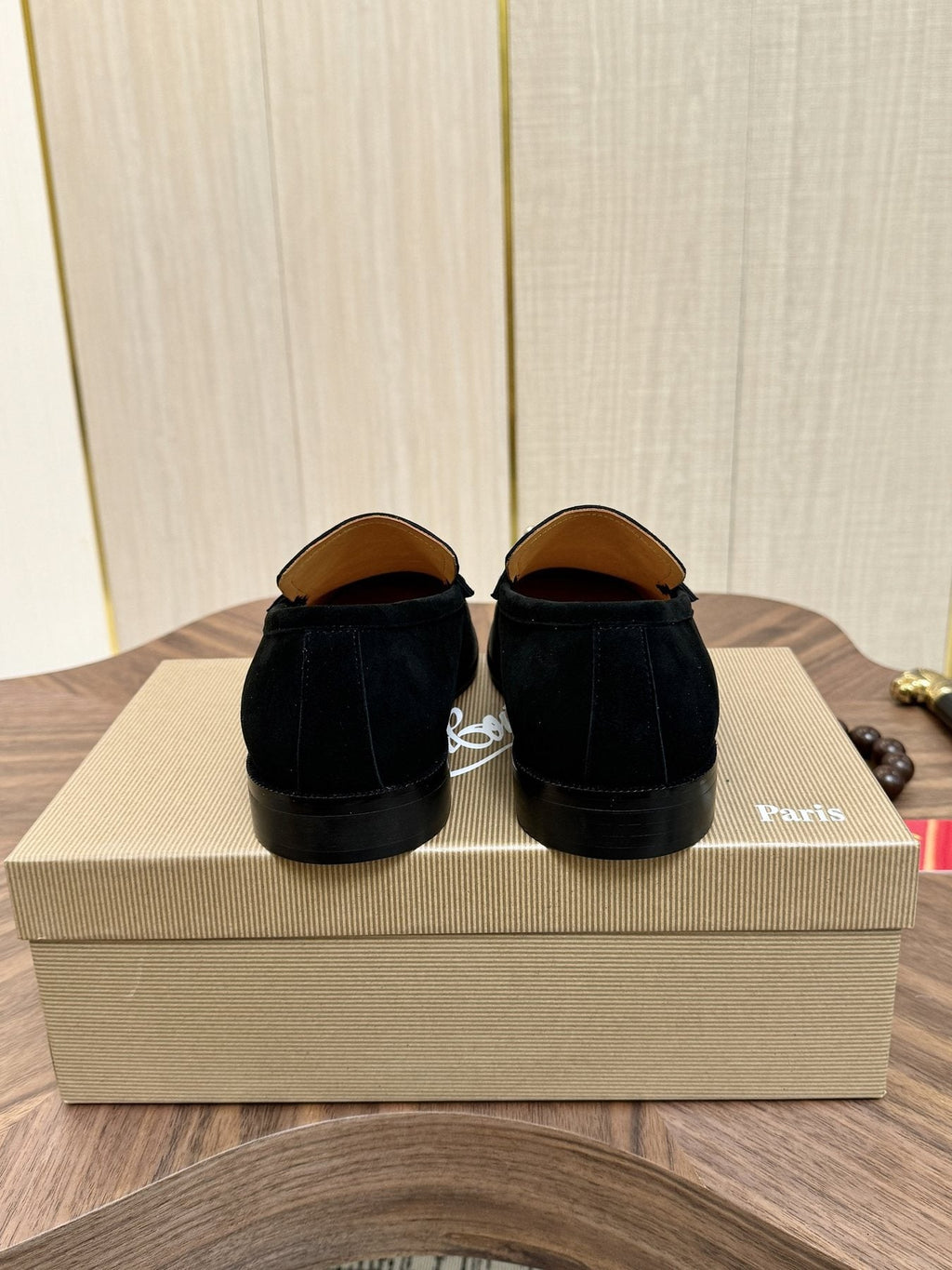 Christian Louboutin Black Metal-Accent Slip-On Loafers