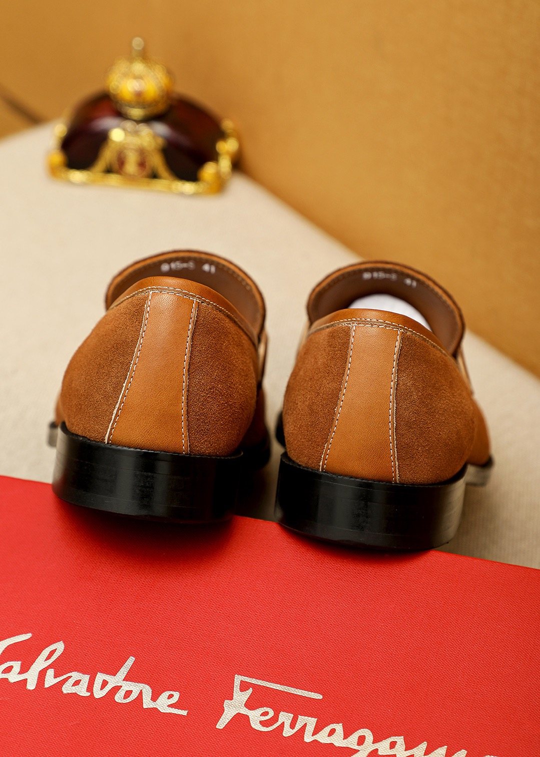 Ferragamo Men's Brown Metal Hardware Loafers