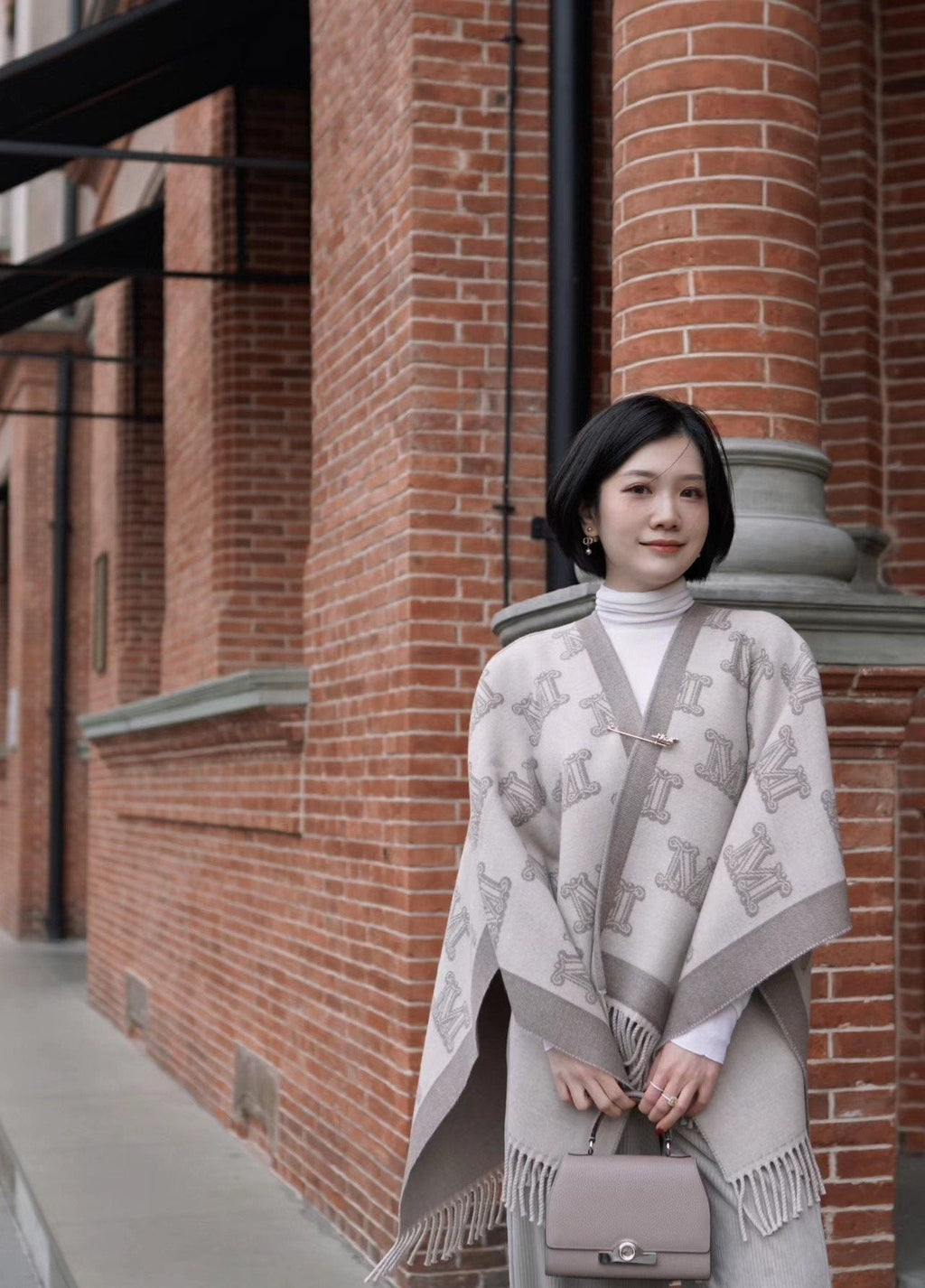 Max Mara Fringed Patterned Cape