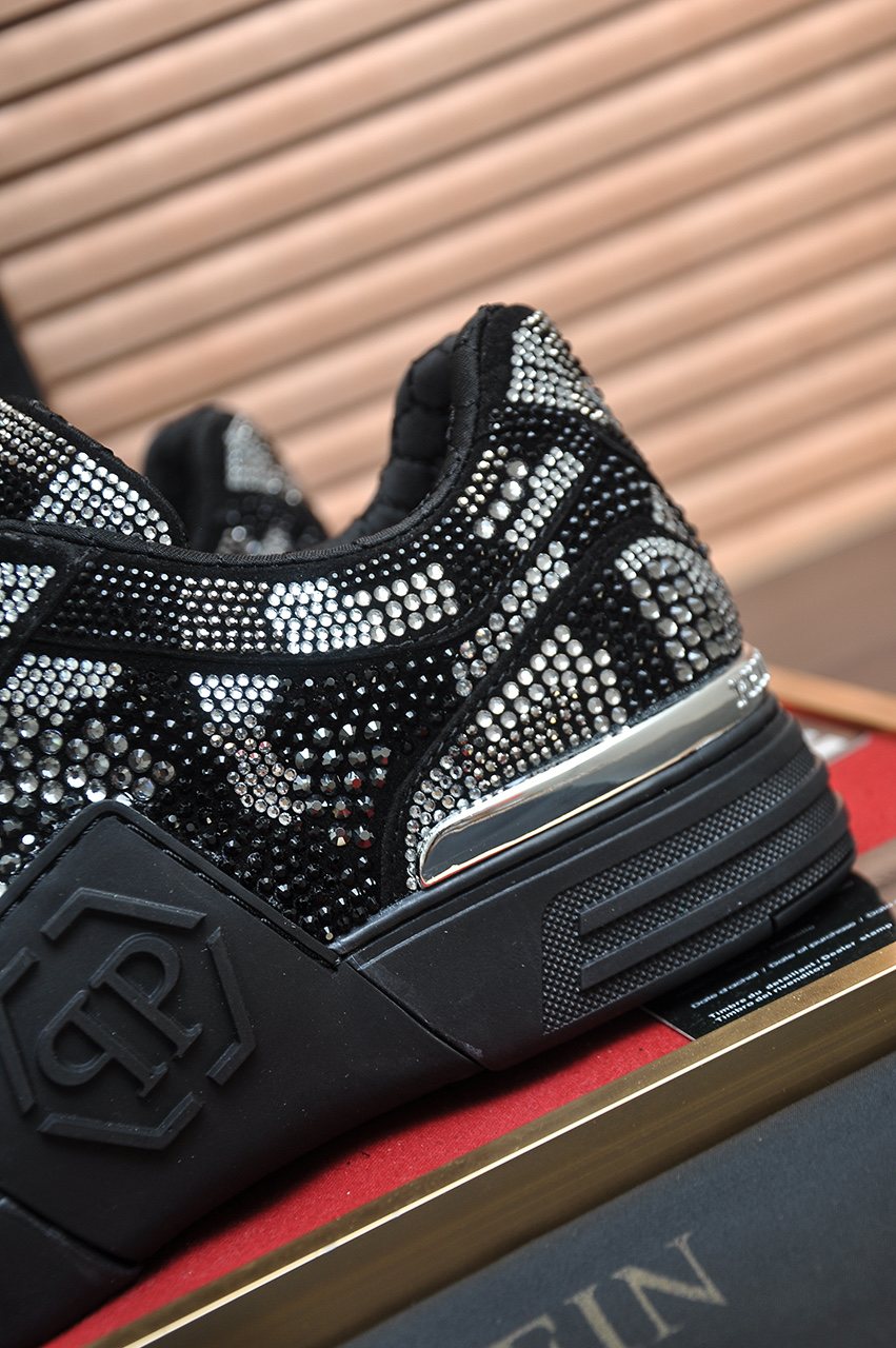 Philipp Plein Studded Black and Silver Sneakers