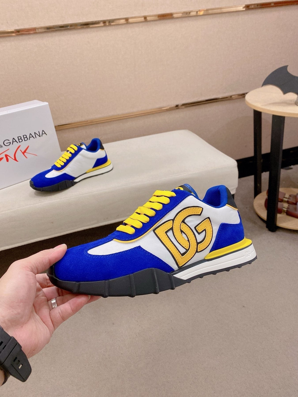 Dolce & Gabbana Blue and Yellow Sneakers
