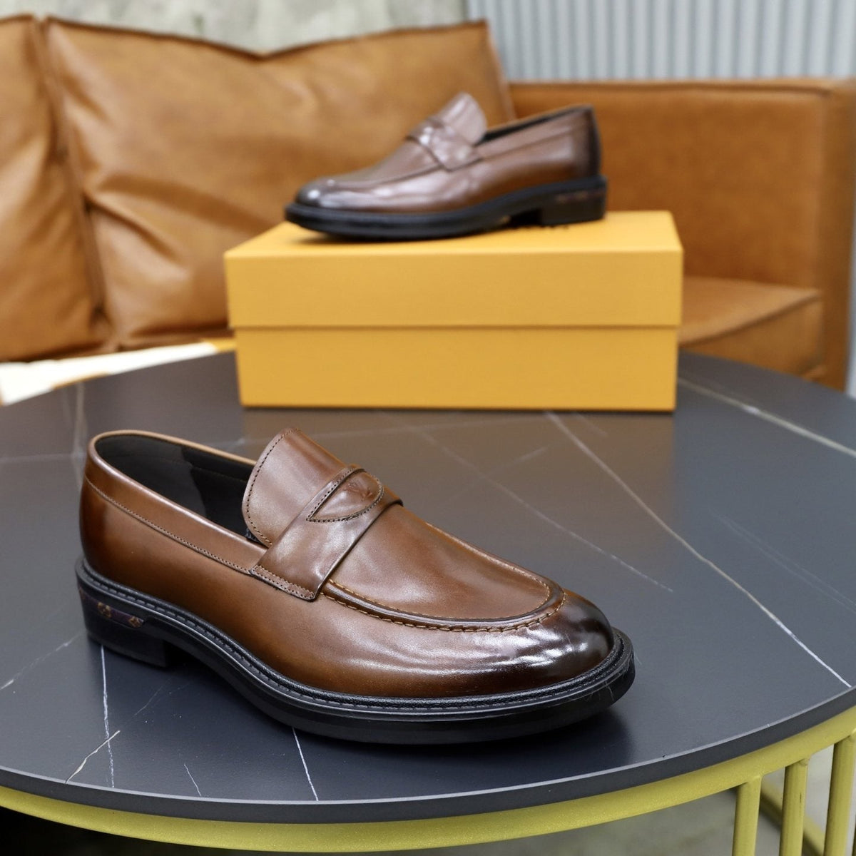 Louis Vuitton Men's Brown Penny Loafers - Brown Leather Upper