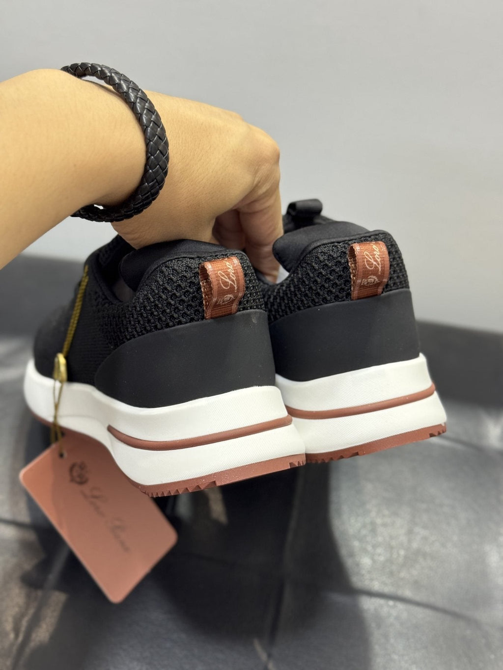 Loro Piana Black Knit Low-Top Sneakers