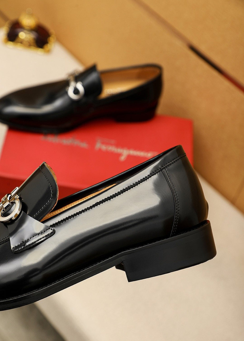 Ferragamo Black Hardware Loafers - Black Leather Upper