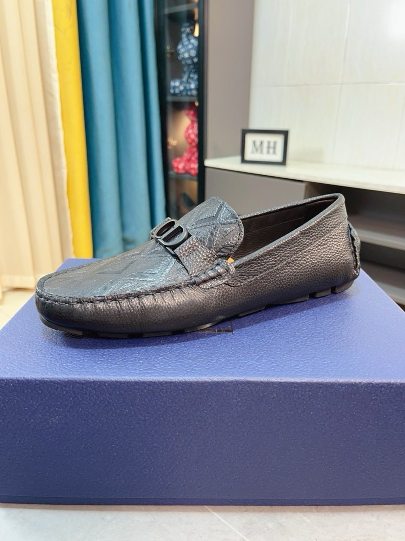 DIOR Textured Buckle Loafers