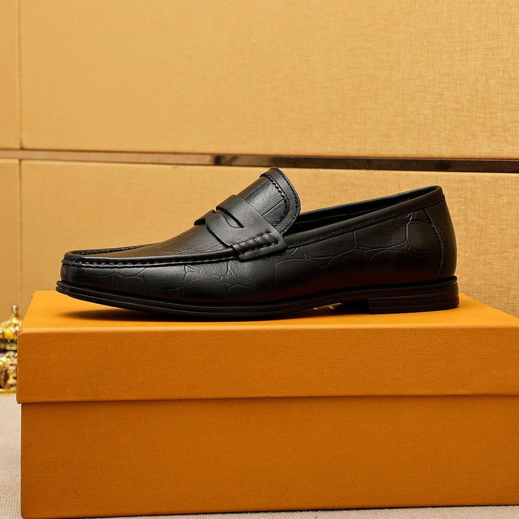 Louis Vuitton Black Textured Slip-On Loafers