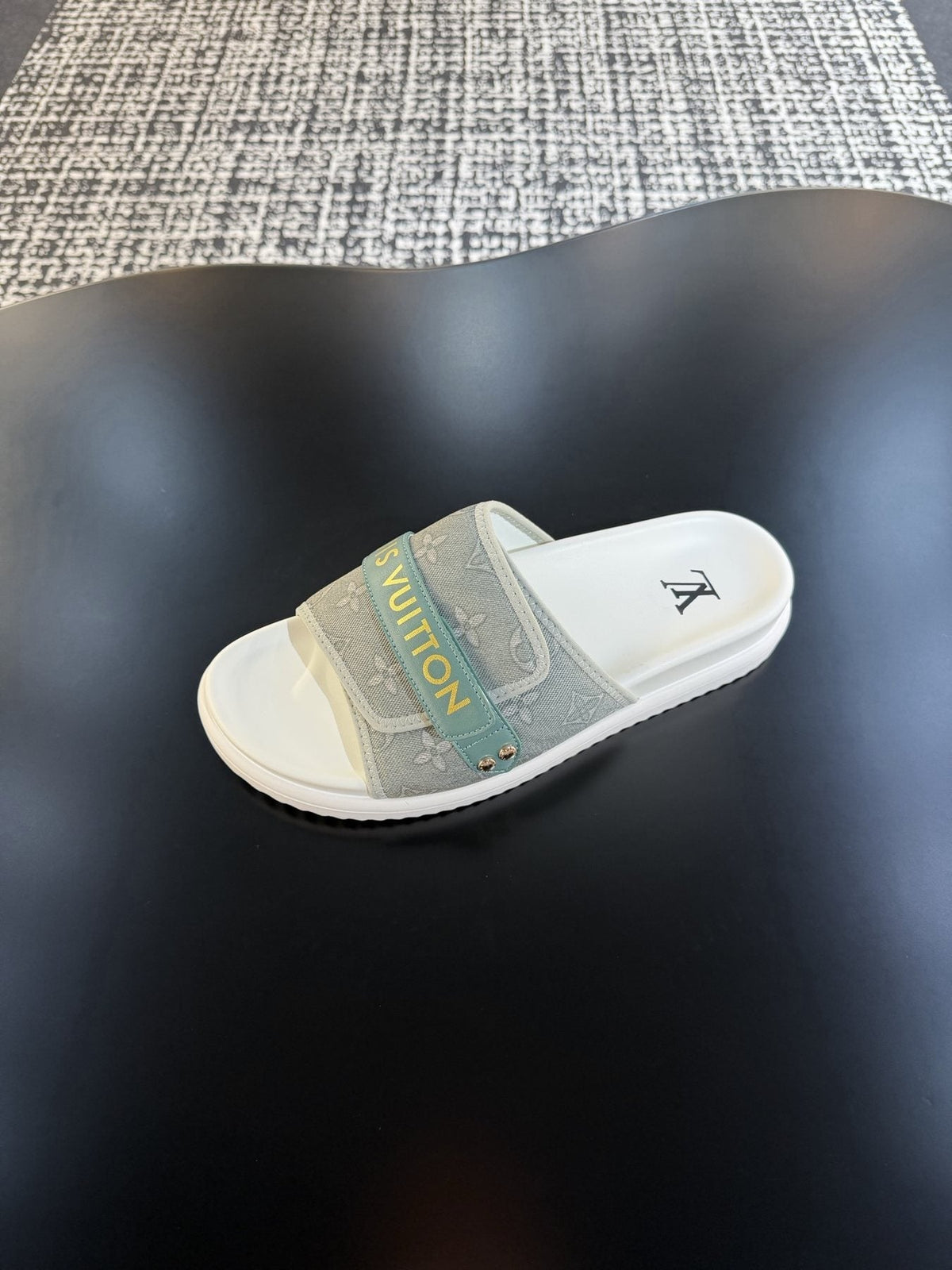 Louis Vuitton Gray Logo Slide Sandals