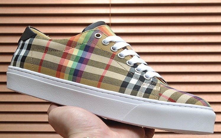 Burberry Beige Check Low-Top Sneakers - Beige Check-Pattern Upper