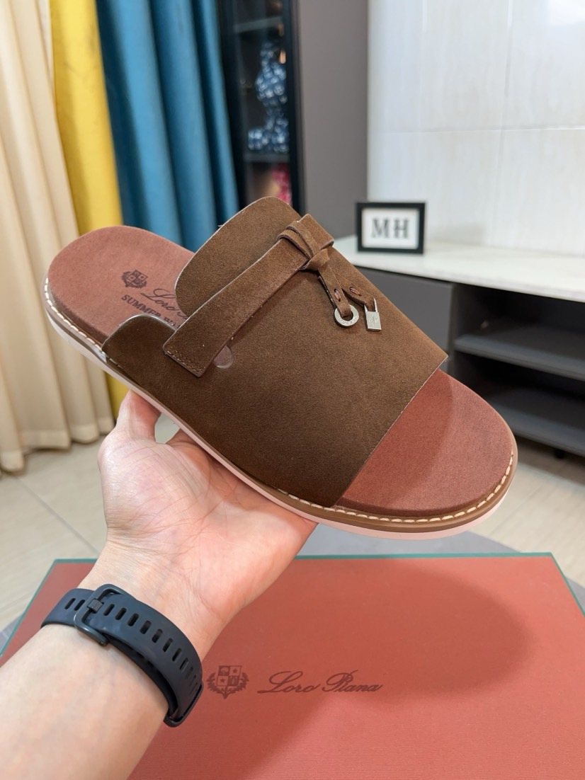 Loro Piana Buckle Slide Sandals