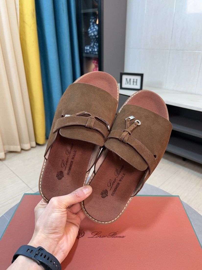 Loro Piana Buckle Slide Sandals