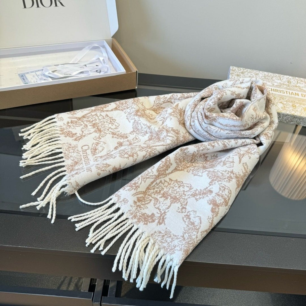 Dior Botanical Toile Fringed Scarf