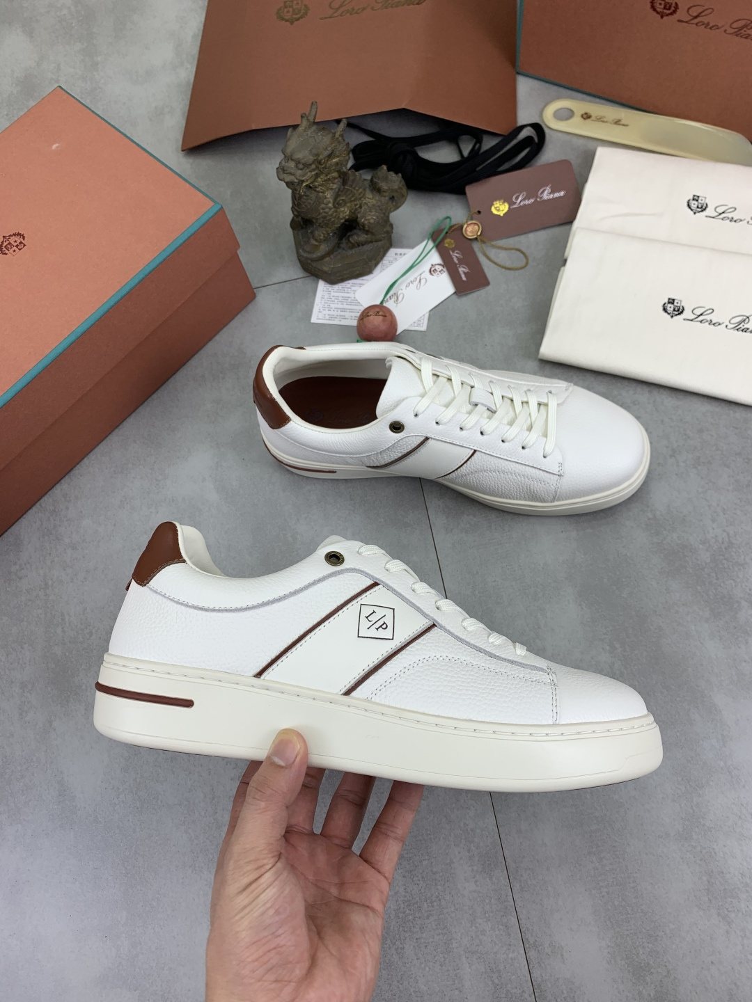 Loro Piana Low-Top Sneakers with Brown Accents