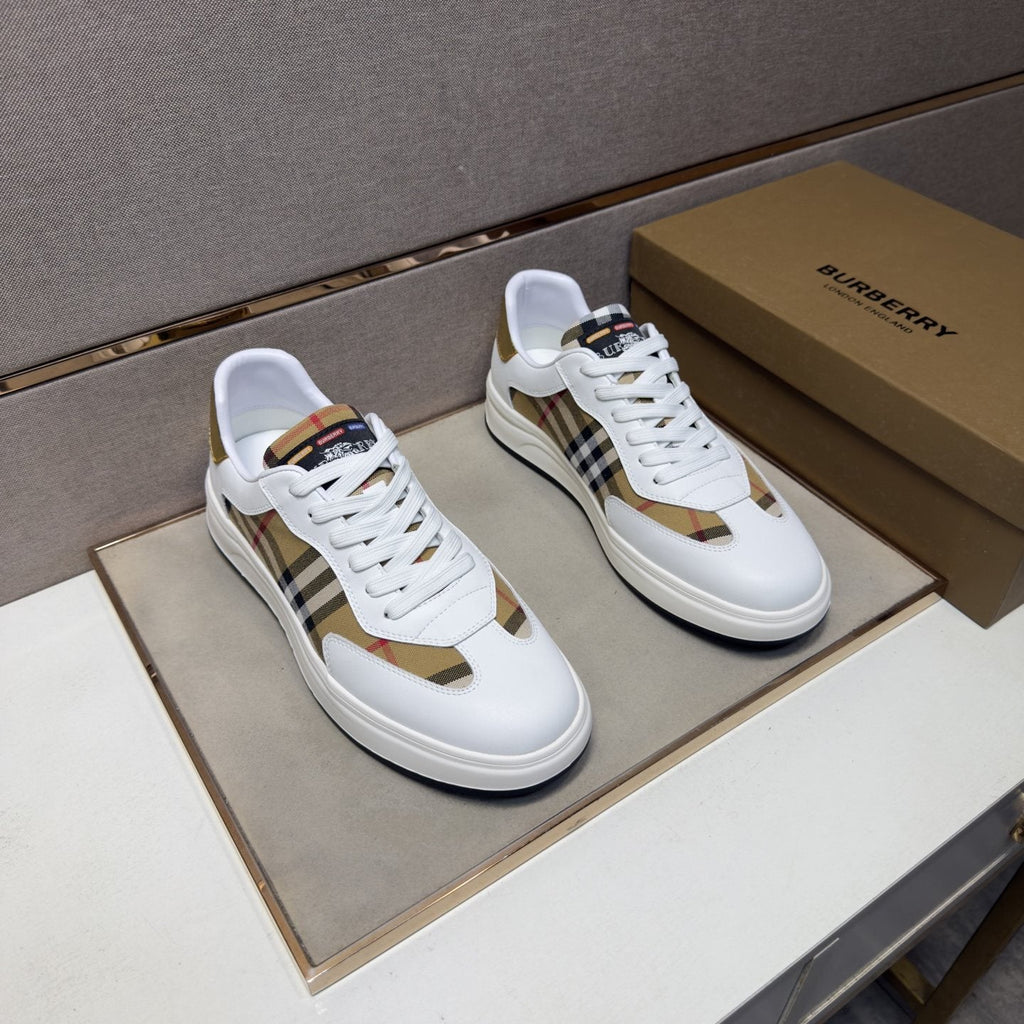 Burberry Plaid-Panel Low-Top Sneakers