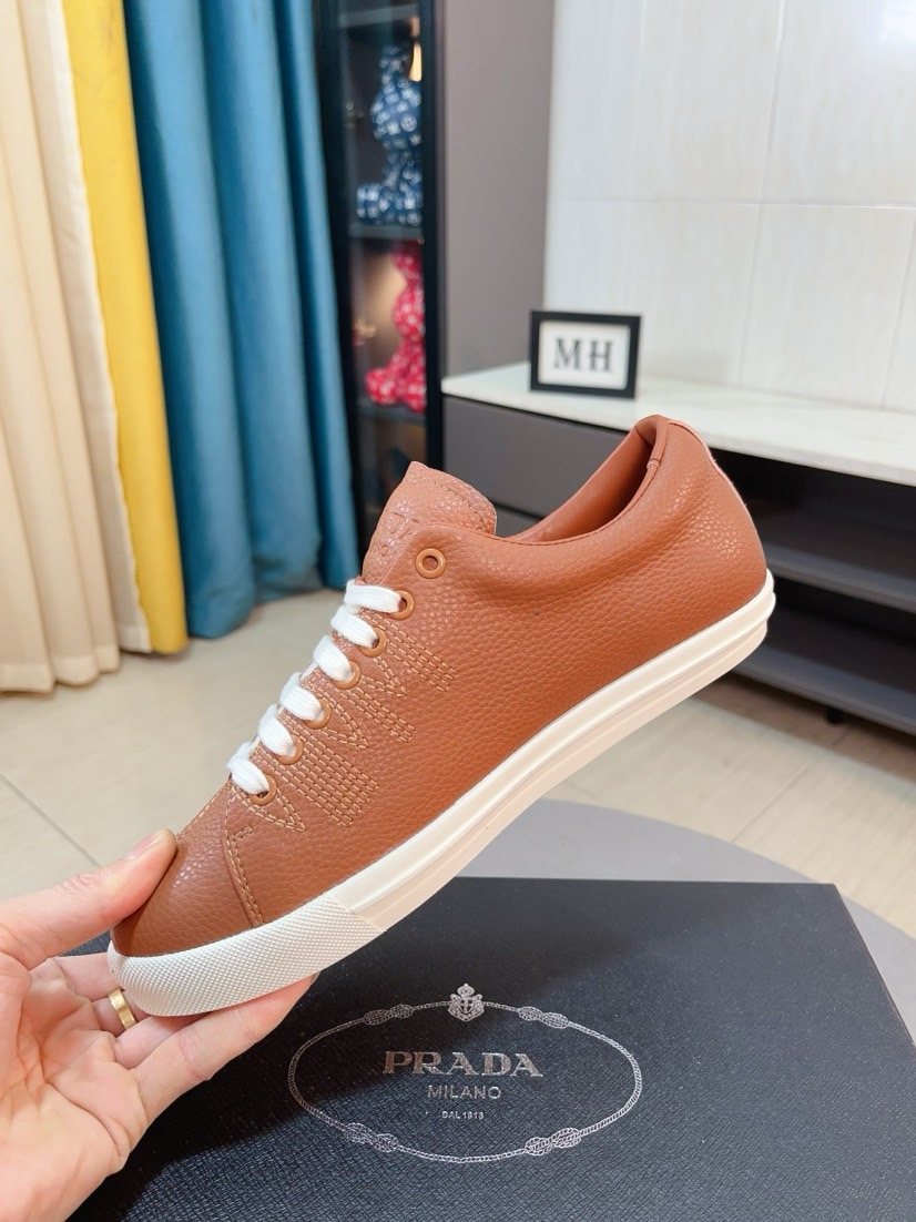 Prada Textured Low-Top Sneakers