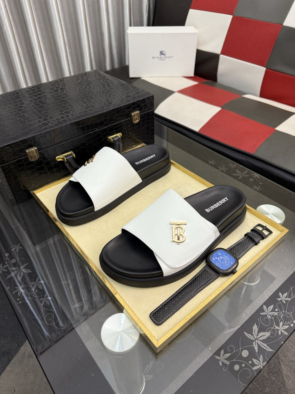 Burberry Monogram Slide Sandals
