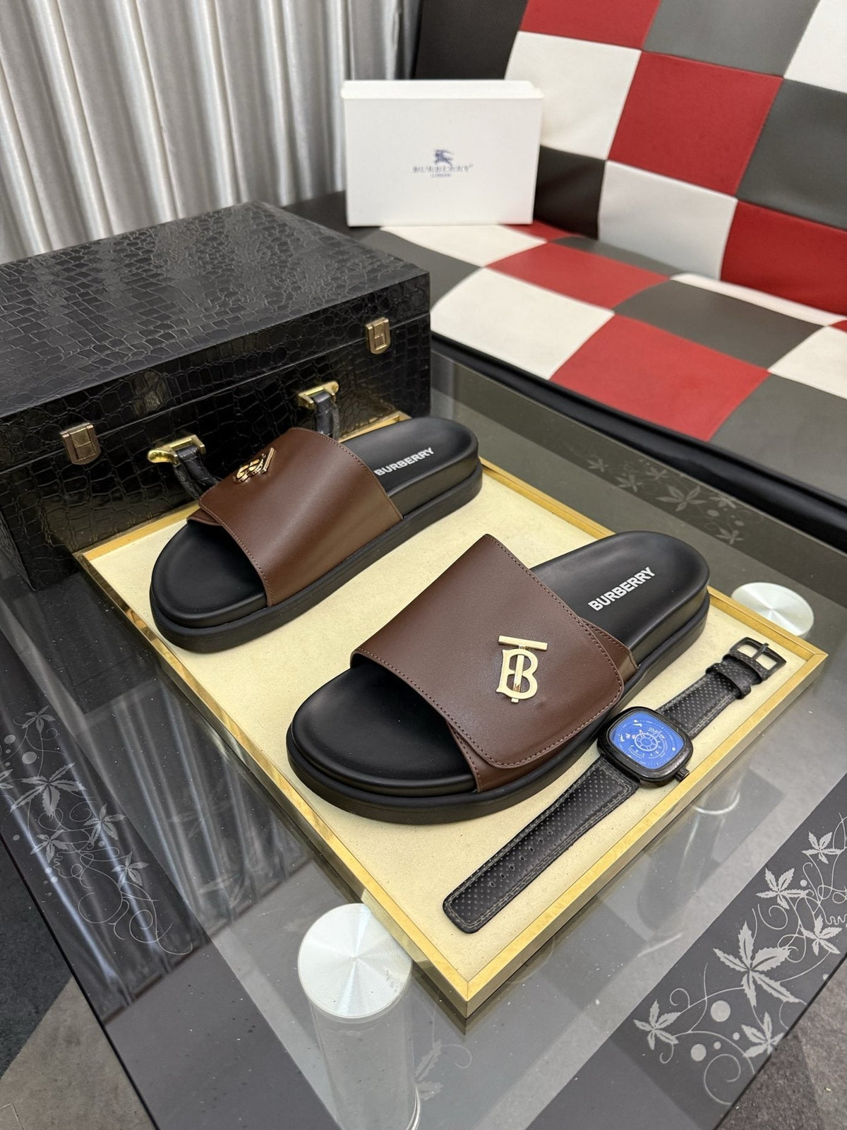 Burberry Monogram Slide Sandals